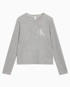 Buy 여성 플러쉬 롱 슬리브 탑 in color GREY PURPLE