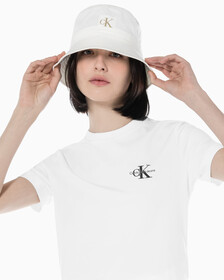 Buy 여성 레귤러핏 스몰 모노그램 로고 반팔 티셔츠  in color BRIGHT WHITE