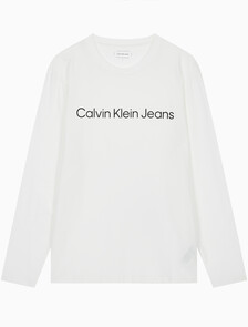 Buy 남성 릴렉스핏 인스티튜셔널 로고 긴팔 티셔츠 in color BRIGHT WHITE