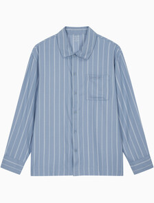 Buy 남성 울트라 소프트 플란넬 롱 슬리브 버튼 다운 in color KATE STRIPE+FADED DENIM