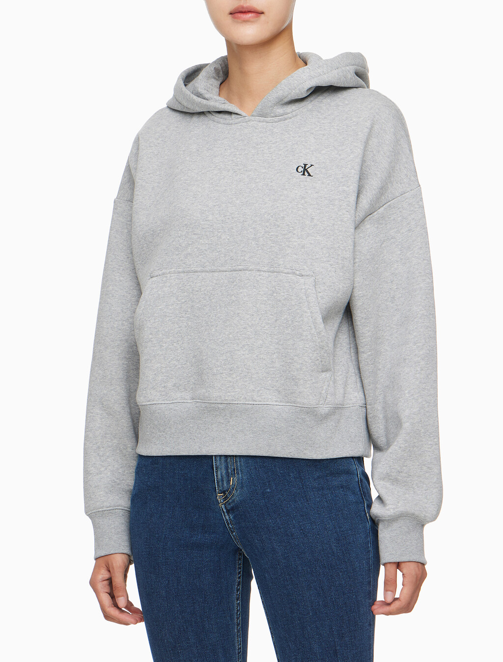 Buy 여성 아카이브 로고 플리스 후디 in color HEROIC GREY HEATHER