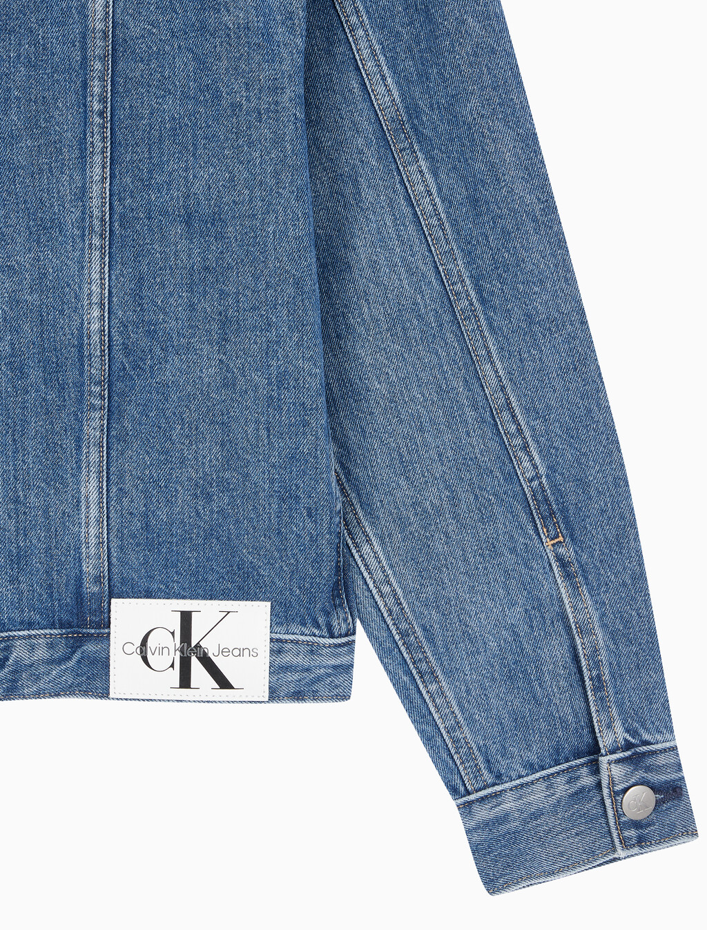 Buy 여성 모노그램 뱃지 데님 자켓 in color MID BLUE BACK EMBRO