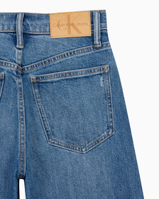 Buy 여성 하이라이즈 와이드핏 미드블루 데님 in color MID BLUE BACK EMBRO