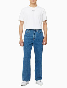 Buy 남성 와이드핏 미드블루 데님 in color MID BLUE BACK EMBRO