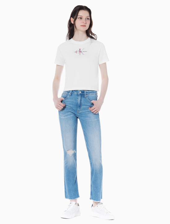 여성 하이라이즈 슬림 스트레이트핏 라이트블루 이탈리안 데님
