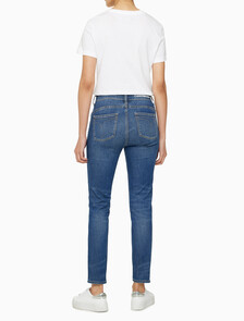 Buy 여성 하이라이즈 스키니핏 앵클 다크블루 37.5 기능성 데님 in color MID BLUE BACK EMBRO