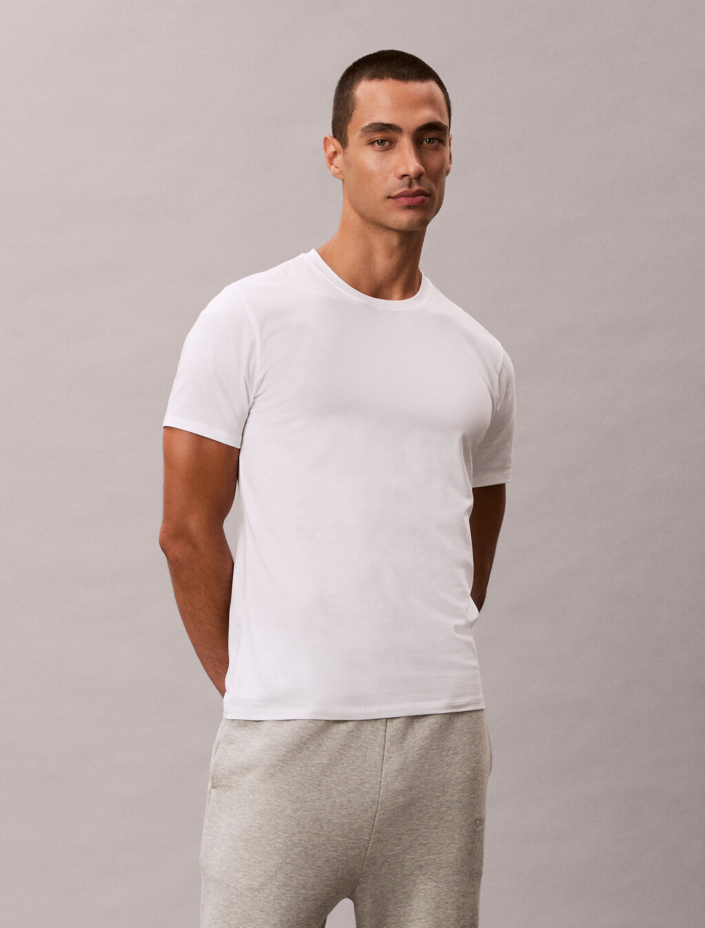 Buy 남성 코튼 스트레치 3PK 반팔 크루넥 in color WHITE