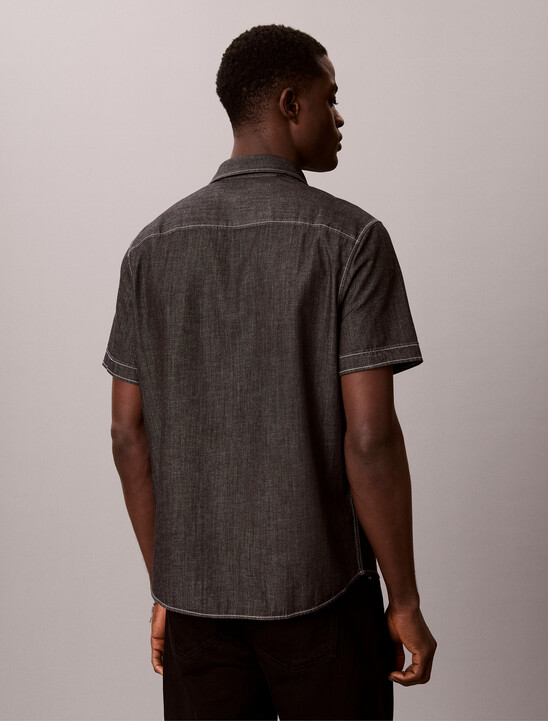 샴브레이 클래식 숏슬리브 셔츠