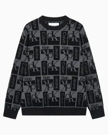 Buy 남성 릴렉스 핏 AOP 로고 스웨터 in color CK BLACK