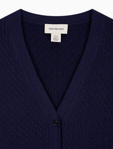 Buy 여성 우븐라벨 케이블 가디건 in color Evening Blue