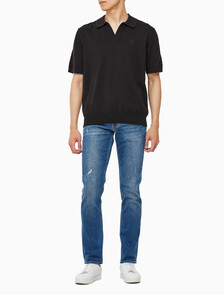 Buy 남성 토널 블로킹 폴로 반팔 티셔츠 in color CK BLACK