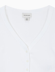 Buy 여성 우븐라벨 베이비립 가디건 in color BRIGHT WHITE