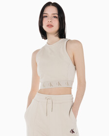 Buy 여성 리피트 크롭 로고 탱크 탑 in color CLASSIC BEIGE