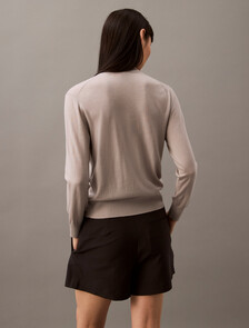 Buy 여성 롱슬리브 테크 메리노 울 가디건 in color LIGHT GREY