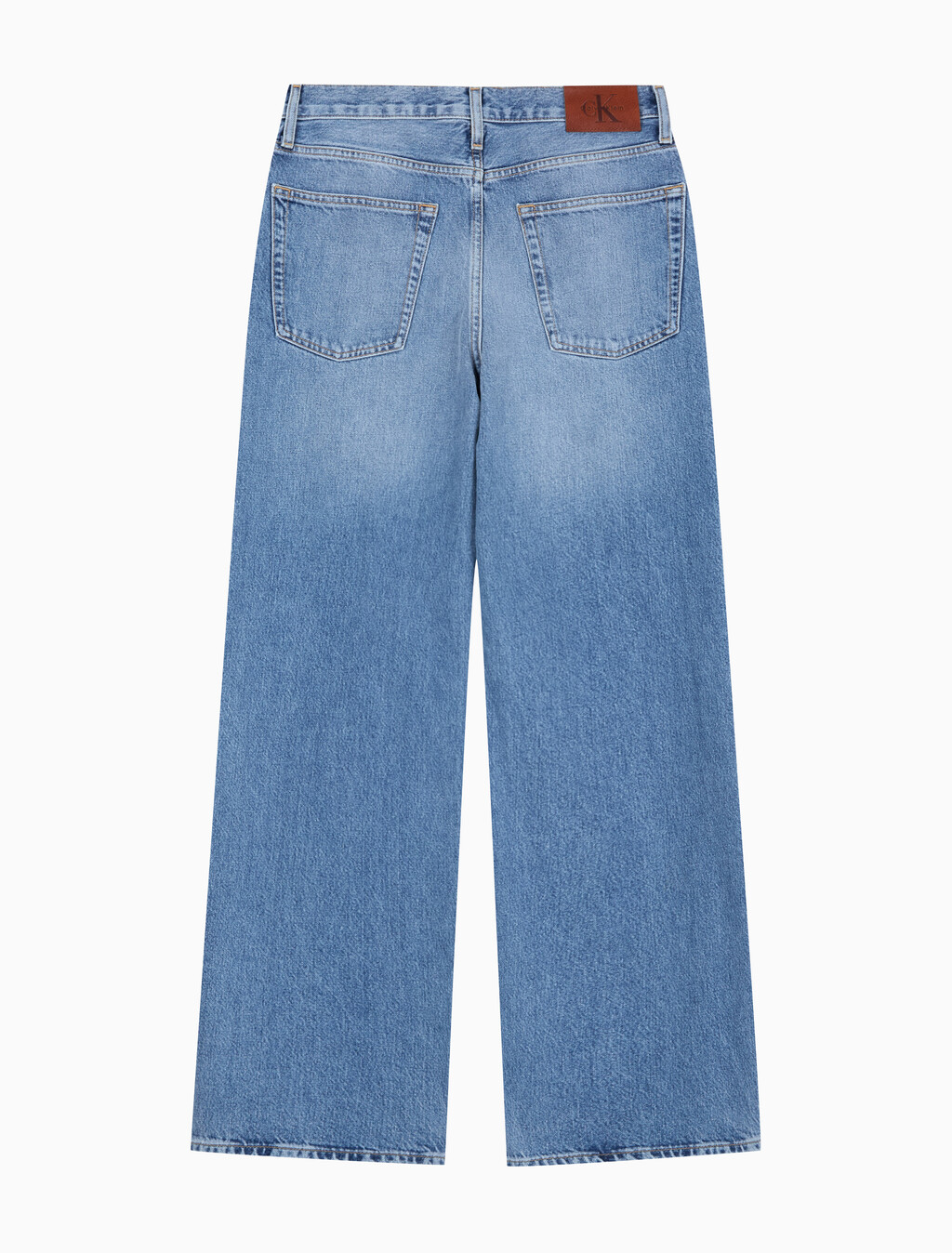 Buy 여성 로우라이즈 배기 미드 블루 데님 in color mid blue