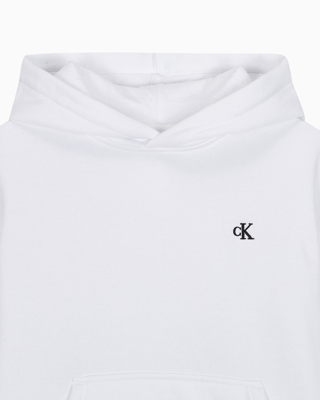 Buy 여성 릴렉스핏 CK 스몰 로고 기모 후디 in color BRILLIANT WHITE