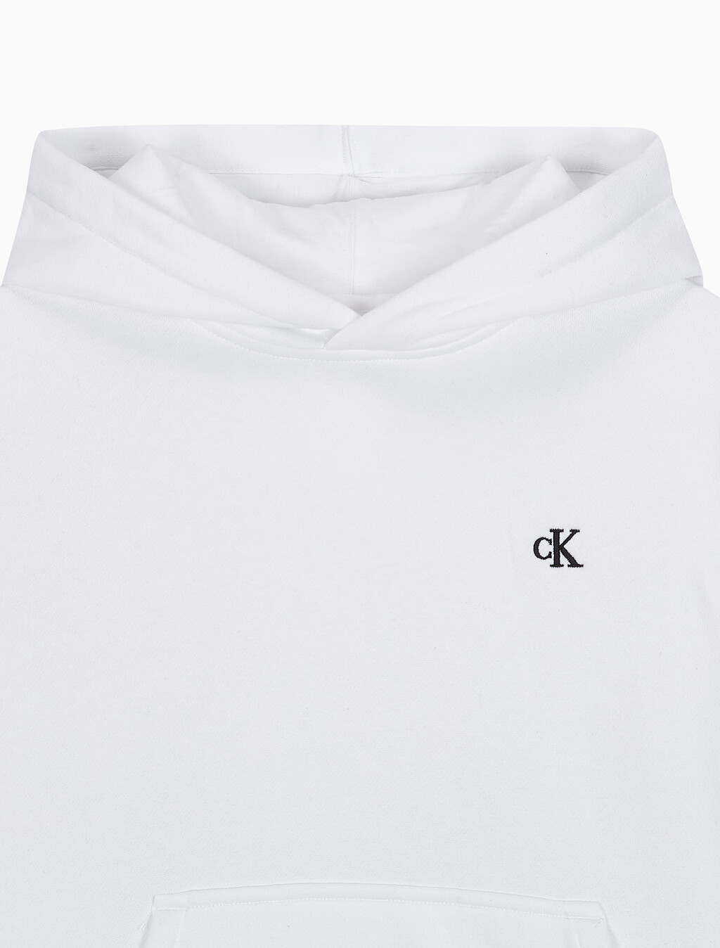 Buy 여성 릴렉스핏 CK 스몰 로고 기모 후디 in color BRILLIANT WHITE