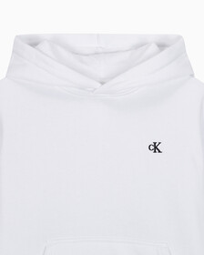 Buy 여성 릴렉스핏 CK 스몰 로고 기모 후디 in color BRILLIANT WHITE