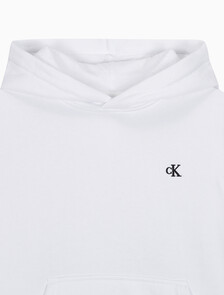Buy 여성 릴렉스핏 CK 스몰 로고 기모 후디 in color BRILLIANT WHITE
