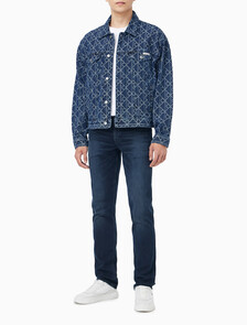 Buy 남성 90S 인디고 엠블럼 자카드 트러커 in color denim