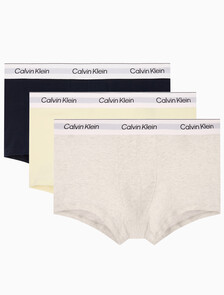 Buy 남성 아이콘 코튼 스트레치 3PK 트렁크 in color WHITE/ YELLOW / DARK NAVY