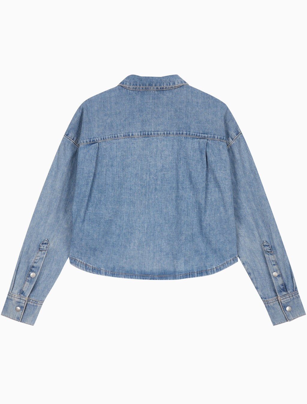 Buy 여성 스테이트먼트 크롭 데님 셔츠 in color SAGE STONE