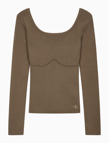 Buy 여성 립 스웨터 in color BROWN