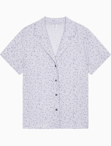 Buy 여성 우븐 비스코스 숏 슬리브 탑 in color LAVENDER