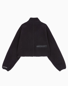Buy 여성 릴랙스핏 쉐르파 크롭 풀오버 in color BLACK