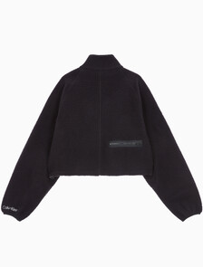 Buy 여성 릴랙스핏 쉐르파 크롭 풀오버 in color BLACK