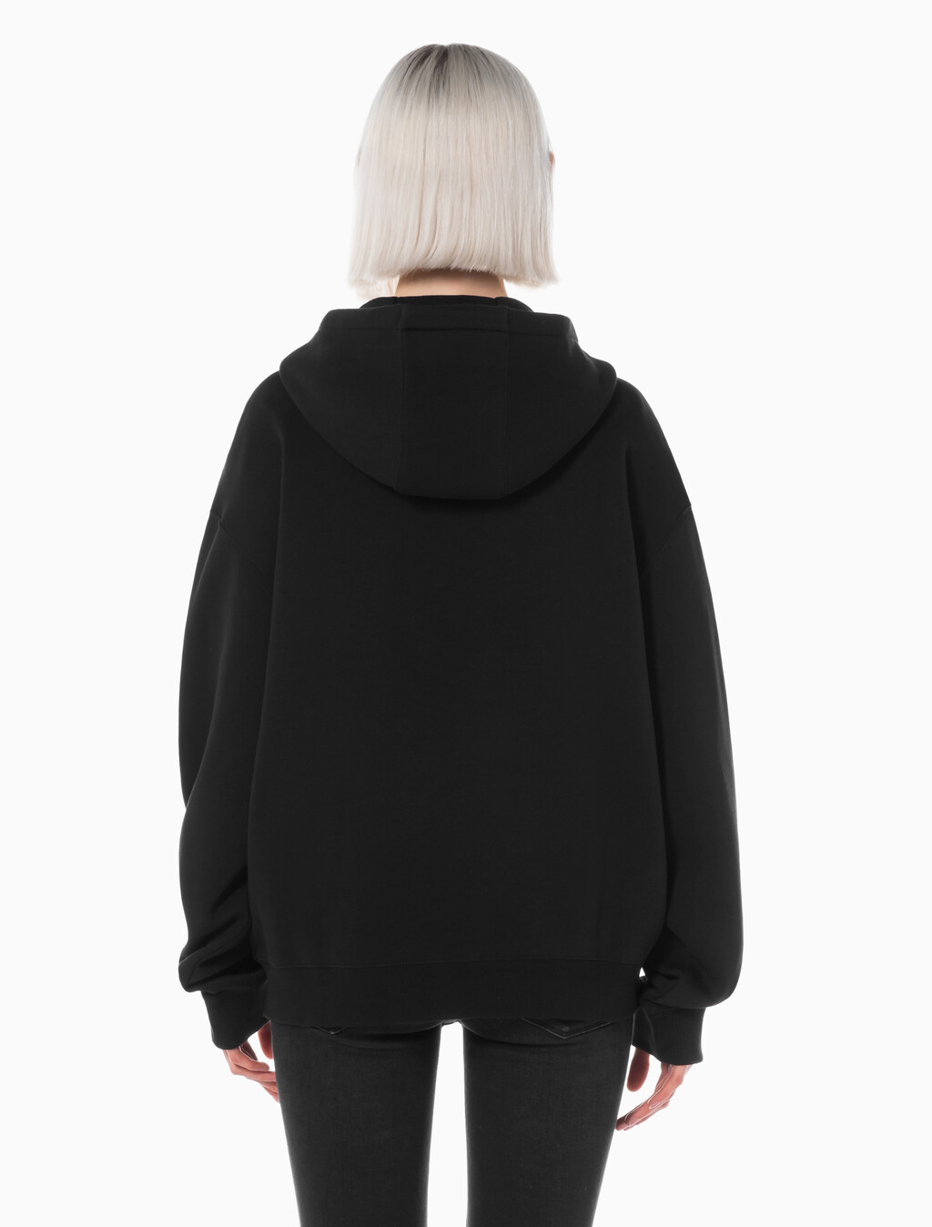Buy 남녀공용 릴렉스핏 모노그램 집업 후디 in color CK BLACK