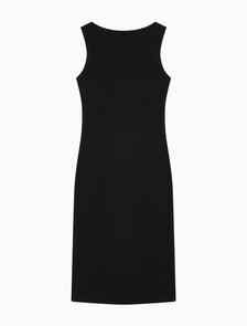 Buy 여성 베이비립 우븐 라벨 드레스 in color BLACK