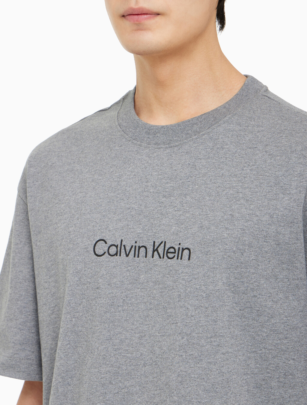 Buy 남성 릴렉스핏 헤비 코튼 크루넥 반팔 티셔츠  in color MEDIUM GREY HEATHER