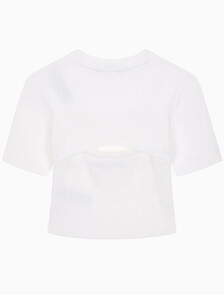 Buy 여성 3 IN 1 립 반팔 스웨터 in color BRIGHT WHITE