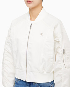 Buy 여성 릴렉스핏 크롭 보머 재킷 in color WHITE