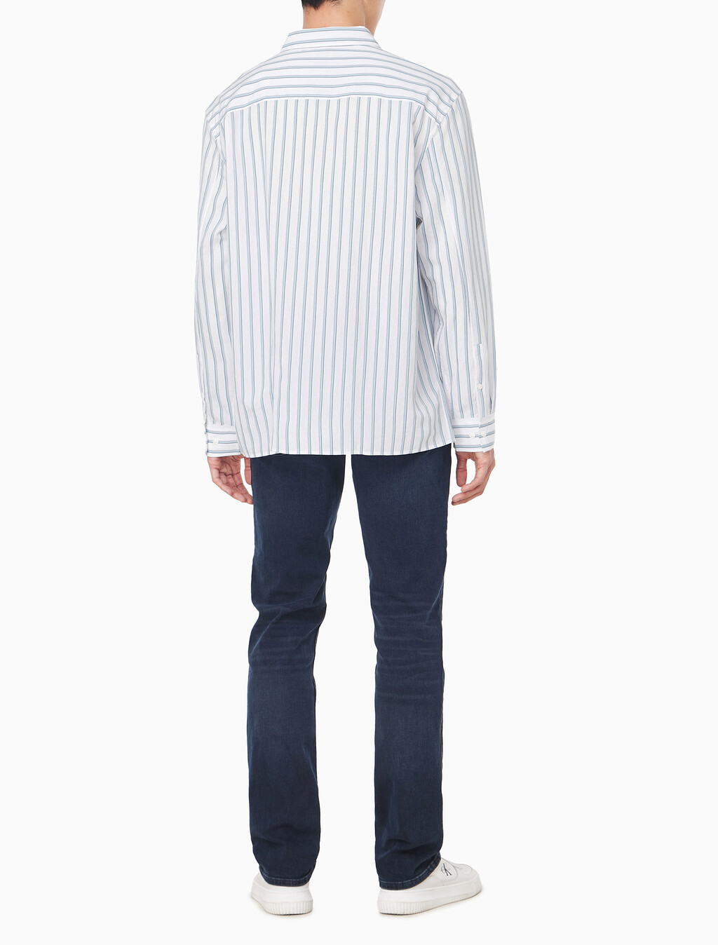 Buy 남성 릴렉스핏 비스코스 나일론 스트라이프 셔츠 in color BRILLIANT WHITE