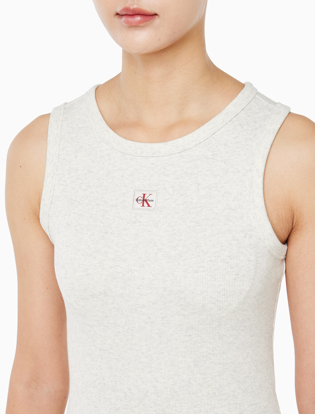 Buy 여성 우븐라벨 베이비립 탱크 in color VANILLA HEATHER