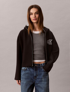 Buy 여성 숏 후디드 스쿠바 자켓 in color BLACK