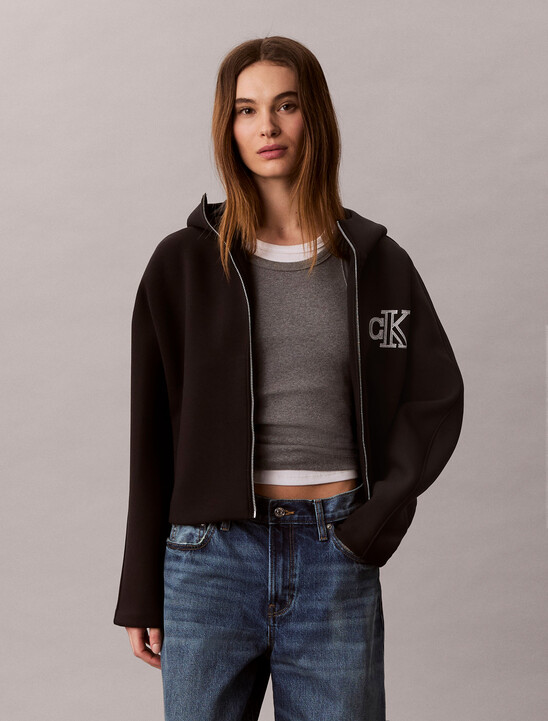 여성 숏 후디드 스쿠바 자켓