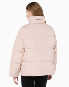 Buy 여성 숏 렝스 스탠드 카라 푸퍼 다운 재킷 in color PINK BEIGE