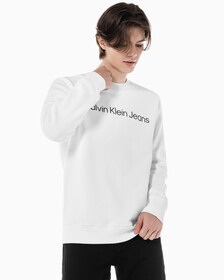 Buy 남성 레귤러핏 인스티튜셔널 로고 기모 스웨트셔츠 in color BRIGHT WHITE