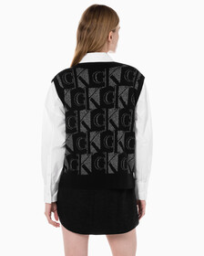 Buy 여성 프리미엄 라인 메탈릭 올오버프린트 베스트 in color CK BLACK