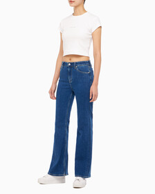 Buy 여성 플레어 핏  미드블루  데님 in color MID BLUE BACK EMBRO