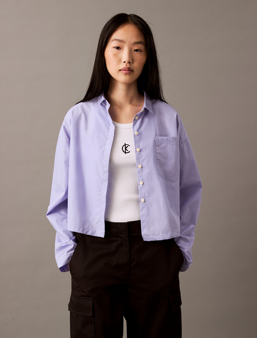 Buy 여성 크롭 릴렉스핏 셔츠 in color SWEET LAVENDER