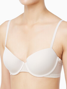 Buy 여성 미니멀리스트 메쉬 업리프트 데미 브라 in color PINK BEIGE