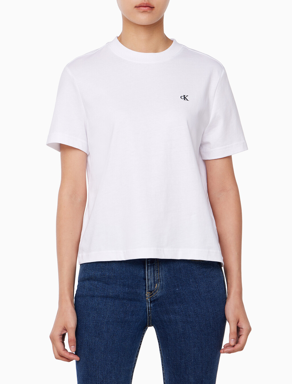 Buy 여성 아카이브 로고 크루넥 반팔 티셔츠 in color BRILLIANT WHITE