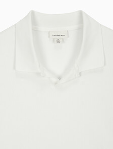 Buy 남성 드롭 니들 오픈 카라 폴로 반팔 티셔츠 in color BLANC DE BLANC