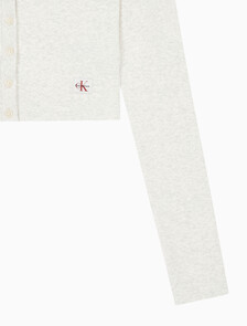 Buy 여성 우븐라벨 베이비립 가디건 in color VANILLA HEATHER