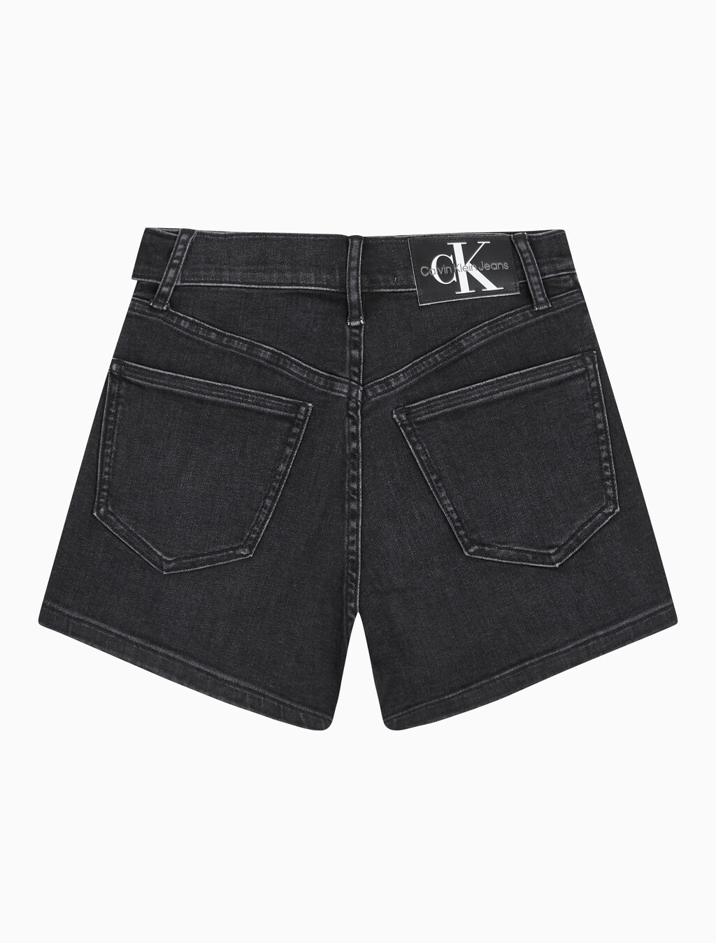 Buy 여성 하이라이즈 블랙 데님 쇼츠 in color WASHED BLACK LOGO LACE