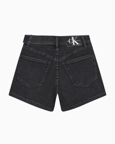Buy 여성 하이라이즈 블랙 데님 쇼츠 in color WASHED BLACK LOGO LACE